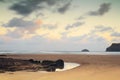 Early morning view over the beach at Polzeath Royalty Free Stock Photo