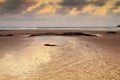 Early morning view over the beach at Polzeath Royalty Free Stock Photo