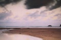 Early morning view over the beach at Polzeath Vintage Retro Filter. Royalty Free Stock Photo