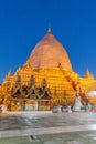 Early morning view of Shwezigon Pagoda (Shwezigon Paya) in Nyaung-U, a town near Bagan, Myanm Royalty Free Stock Photo