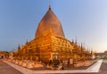 Early morning view of Shwezigon Pagoda (Shwezigon Paya) in Nyaung-U, a town near Bagan, Myanm Royalty Free Stock Photo