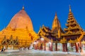 Early morning view of Shwezigon Pagoda (Shwezigon Paya) in Nyaung-U, a town near Bagan, Myanm Royalty Free Stock Photo