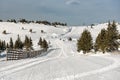 Morning at Ski piste in winter, Mountain Kopaonik, Serbia Royalty Free Stock Photo