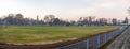 Early morning view to the football pitch near thermal bath and spas, Szigetvar, Hungary Royalty Free Stock Photo