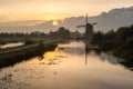 Sunrise on the Hazerswoude-Dorp Dutch city windmill