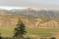 Early morning weather front Grand Tetons from Spring Creek Ranch Jackson Wyoming. Royalty Free Stock Photo