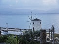 Early Morning Windmill by the Bay of Corfu Town on the Greek Island of Corfu