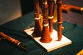 Early Music Historical Instrument - Brown Baroque Oboes on display