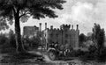 Antique Illustration Of Historic Castle Scene Of South East England