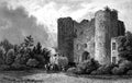 Antique Illustration of Historic English Castle Landscape