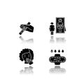 Early pregnancy symptom drop shadow black glyph icons set. Positive test for pregnant woman. Intuitive feeling of caring