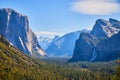Early soft spring light over Yosemite Valley from Tunnel View Royalty Free Stock Photo