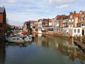 An early spring brightens the old canal in Dordrecht, Netherlands Royalty Free Stock Photo