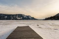 Early spring evening landscape of frozen Little Shuswap Lake British Columbia Canada Royalty Free Stock Photo