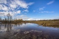 Early spring. Flood on the river.