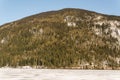 Early spring landscape of frozen Three Valley Lake Regional District of Columbia-Shuswap Canada