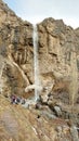 The early spring landscape of rocks in Alborz mountains and Sangan Waterfall Royalty Free Stock Photo