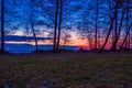 Early Spring Landscape with Sunset over Lake Royalty Free Stock Photo