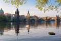 Early spring morning on the Vltava River, Prague, Czech Republic