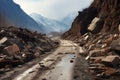 In the early spring, mountain rocks fell, creating a perilous road