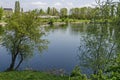 Early springtime green on a beauty lake in district Drujba Royalty Free Stock Photo