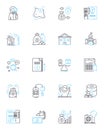 Early-stage investment linear icons set. Seed, Angel, Venture, Startup, Series A, Capital, Incubator line vector and