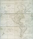 Early 18th century map of Western Hemisphere Royalty Free Stock Photo