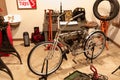 Early 20th century motorcycle in historic repair shop