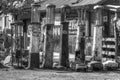 Black and White Vintage Visable Gas Pumps Royalty Free Stock Photo