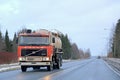 Early Volvo F12 Tank Truck on the Road Royalty Free Stock Photo