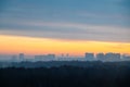 early winter cold dawn over park and city Royalty Free Stock Photo