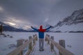 Early winter morning at Bow Lake, Canada Royalty Free Stock Photo