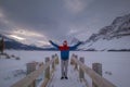 Early winter morning at Bow Lake, Canada Royalty Free Stock Photo