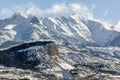 Early Winter morning on Chapeau de Napoleon mountain, Alps, France Royalty Free Stock Photo
