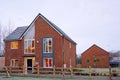 Show home, New Build detached house on construction site Royalty Free Stock Photo