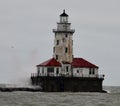 Waves Crashing on Chicago Harbor Lighthouse #1