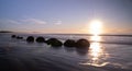 Early winter sunrise at Moeraki Boulder, New Zealand