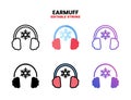 Earmuff icon set with different styles.