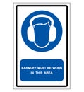 Earmuff Must Be Worn In This Area Symbol Sign ,Vector Illustration, Isolate On White Background Label. EPS10