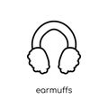earmuffs icon. Trendy modern flat linear vector earmuffs icon on Royalty Free Stock Photo