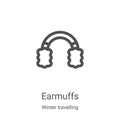 earmuffs icon vector from winter travelling collection. Thin line earmuffs outline icon vector illustration. Linear symbol for use