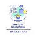 Earn data science degree concept icon