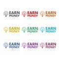 Earn Money color icon set isolated on white background Royalty Free Stock Photo