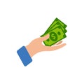 Earn money vector logo icon design. salary symbol design with hand illustration