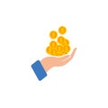 Earn money vector logo icon design. saving money symbol design with hand illustration