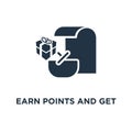 earn points and get reward icon. loyalty program concept symbol design, marketing, small gift box and till slip with shopping Royalty Free Stock Photo