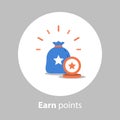 Earn points, loyalty program, reward concept, collect points, flat icon Royalty Free Stock Photo