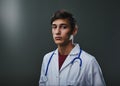 Earnest expression, student epitomizes compassionate medical gen