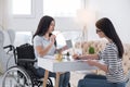 Earnest female engineers conducting measurement Royalty Free Stock Photo