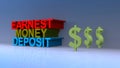 Earnest money deposit on blue Royalty Free Stock Photo